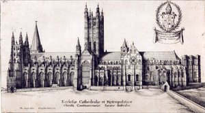 Zicht op de kathedraal van Canterbury vanuit het zuiden, ca. 1638-66 door Wenceslaus Hollar