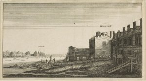 Uitzicht op Lambeth Palace vanaf de rivier bij Whitehall Stairs door Wenceslaus Hollar