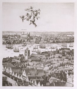 Uitzicht op Londen, gepubliceerd 1647 (facsimile kopie) (detail) door Wenceslaus Hollar