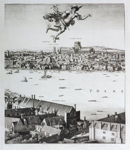 Uitzicht op Londen, gepubliceerd 1647 (facsimile kopie) (detail)