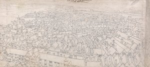Uitzicht op het oostelijke deel van Southwark, richting Greenwich door Wenceslaus Hollar