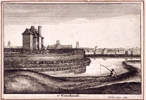 Uitzicht op het gebied rond New River Head, Finsbury, Londen, 1665