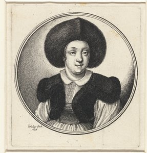 Vrouw met bontmuts door Wenceslaus Hollar