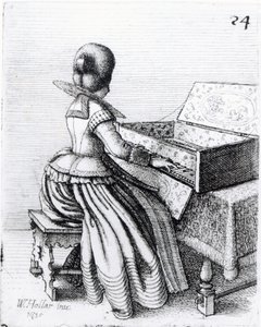 Vrouw die speelt op een toetsenbord, 1635