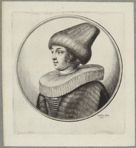 Vrouw met een puntige bontmuts
