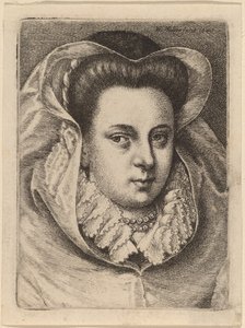 Vrouw met Witte Sluier en Zwarte Hoed (Mary Stuart?) door Wenceslaus Hollar