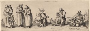 Zes Mannen en Vrouwen Bedelaars door Wenceslaus Hollar after Jacques Callot