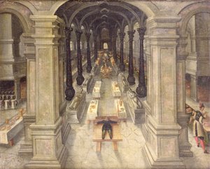 Een Occulte Begrafenismaaltijd in een Kerk door Wendel Dockler or Doechler