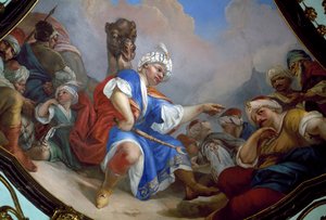 Fresco, grote zaal van Kasteel Ploskovice, Bohemen, Tsjechië door Wenzel Lorenz Reiner