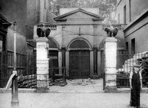 Het Griekse Theater aan de rand van Hoxton, Londen