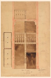 Tekening, Trap in de Cluny, Parijs, 1887 door Whitney Warren Jr.