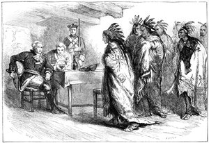Bezoek van Pontiac en de Indianen aan Majoor Gladwin, 1763 ca. 1880 door Whymper