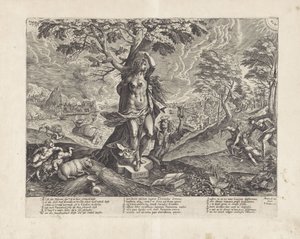 Allegorie op het geduld tijdens de periode van oorlog door Wierix
