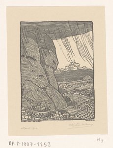 Bouw van de ark van Noach door Wijnand Otto Jan Nieuwenkamp (signed by artist)