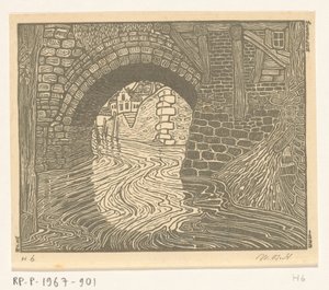 Brug te Mechelen door Wijnand Otto Jan Nieuwenkamp (signed by artist)