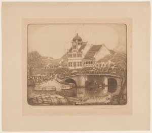 Het Kantoorgebouw van de Firma Sluyters & Co. Kali Besar Batavia door Wijnand Otto Jan Nieuwenkamp (signed by artist)