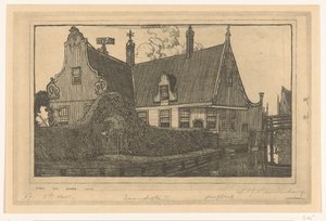 Houten huis aan het water in Zaandijk door Wijnand Otto Jan Nieuwenkamp (signed by artist)