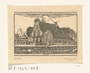Huis met houten gevel aan een vaart in Edam