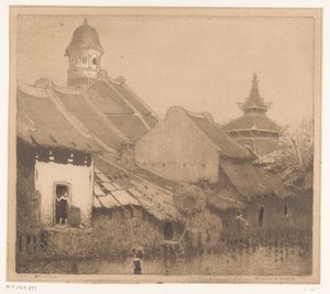 Huizen aan het water in Semarang