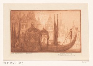 Pleziervaartuig op de Ganges in Benares door Wijnand Otto Jan Nieuwenkamp (signed by artist)