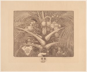 Top van een kokospalm door Wijnand Otto Jan Nieuwenkamp (signed by artist)