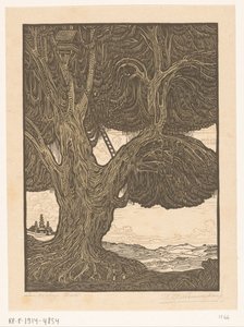 Waringin met boomhut in het zuiden van Bali door Wijnand Otto Jan Nieuwenkamp (signed by artist)