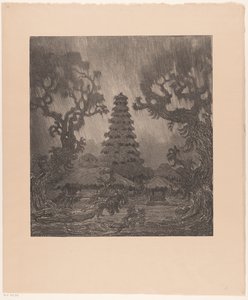 Pagode in de regen
