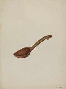 Ovale houten lepel, ca. 1937 door Wilbur M Rice
