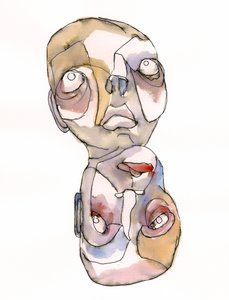 Abstracte dualiteitsgezichten door Wildemar Doomgriever