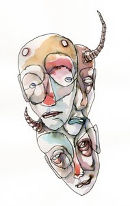 Complexe gezichten in aquarel