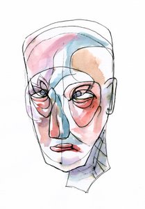Expressief abstract gezicht door Wildemar Doomgriever