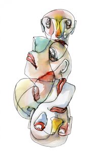 Gestapelde abstracte gezichten