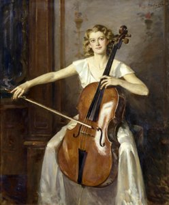 Portret van Florence Hooton die cello speelt