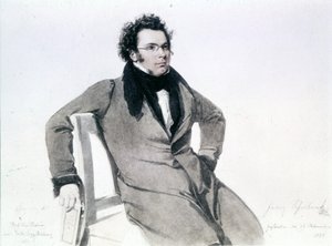 Franz Schubert (1797 - 1828), aquarel door August Reider