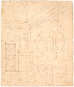 Perspectieftekening voor het Waagepetersen familieportret door Wilhelm Bendz
