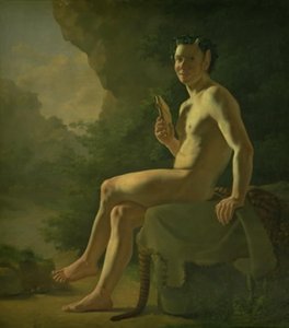 Jonge Pan in een grot. Modelfiguur