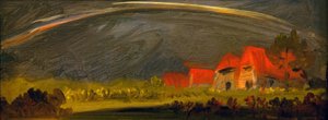 Onweerlandschap met regenboog
