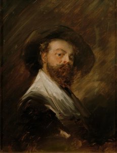 Zelfportret in Nederlandse klederdracht door Wilhelm Busch