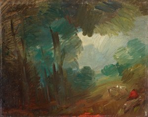 Boslandschap met Koeien en Boeren door Wilhelm Busch
