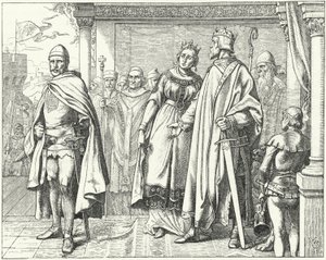 Ernest II, Hertog van Zwaben, voor Koning Koenraad II van Duitsland na opstand tegen hem door Wilhelm Camphausen