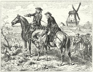 De hertog van Marlborough en prins Eugenius van Savoye bij de Slag bij Malplaquet door Wilhelm Camphausen