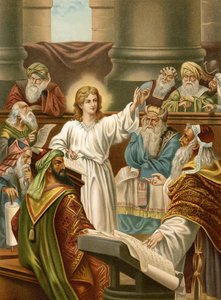 Jezus onderwijst in de tempel