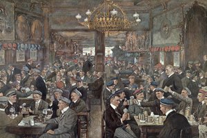 De Studentenbrasserie van de Thuringer Hof in Leipzig, c.1900 door Wilhelm Gause