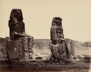 Kolossen van Memnon bij Thebe, ca. 1859 (foto)