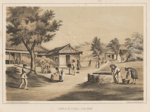 Tempel in Tumai, Lew Chew, 1855 door Wilhelm Joseph Heine