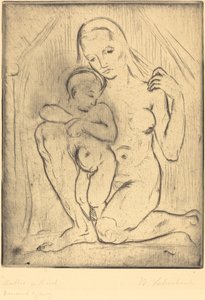 Moeder en kind door Wilhelm Lehmbruck