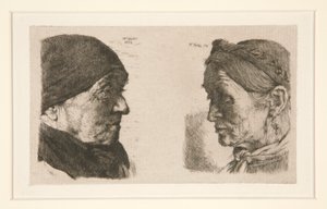 Zonder Titel [studie van twee hoofden] door Wilhelm Maria Hubertus Leibl