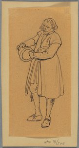 Ein Mann mit einem Hut in den Händen, Studie für Kirchgänger, die in Leksand ankommen door Wilhelm Marstrand