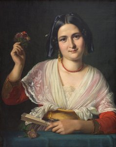 Een Romeinse vrouw in fantasiekleding