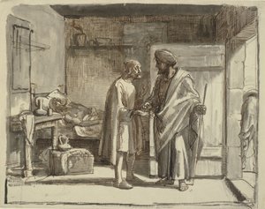 De barmhartige Samaritaan betaalt de herbergier door Wilhelm Marstrand